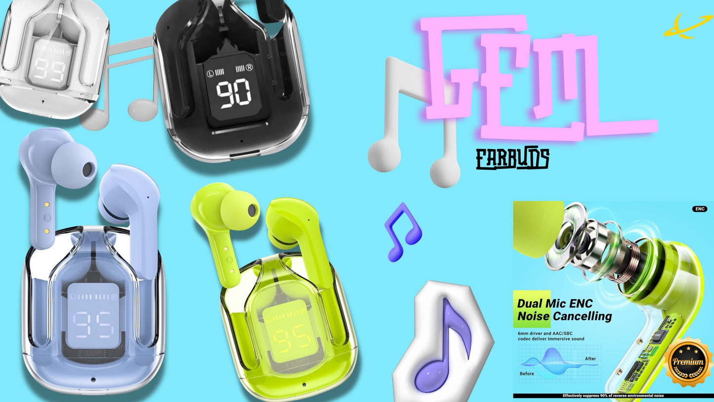 GEM Transparent bluetooth earbuds – ENC mic