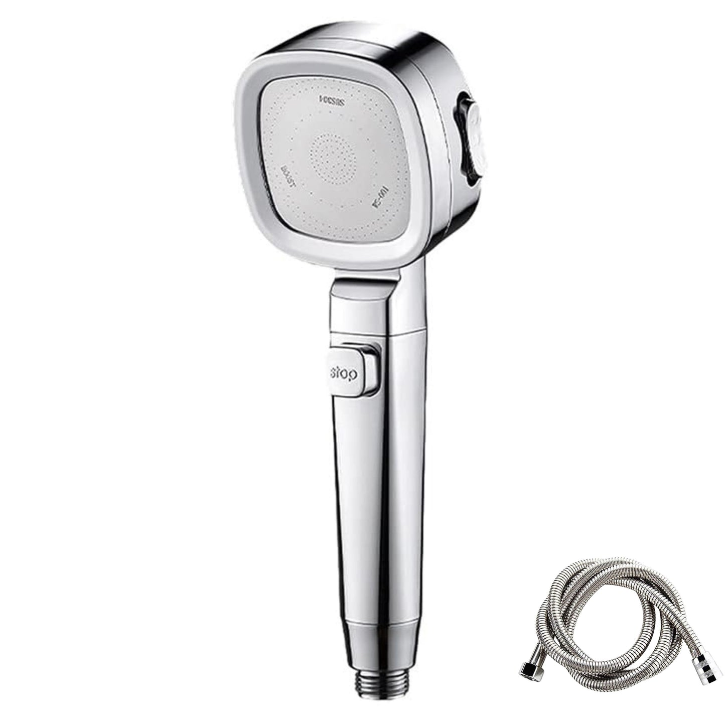 High pressure shower head with hose