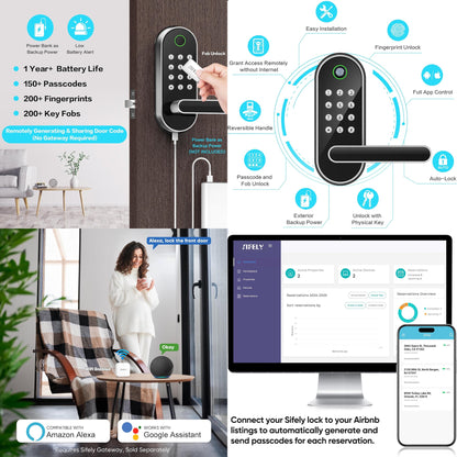 6-in-1 Smart door lock - Keyless fingerprint
