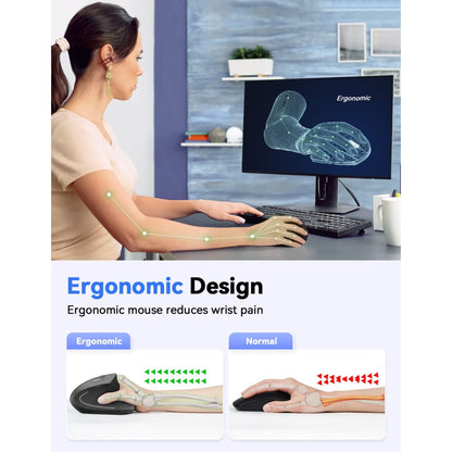 Wireless vertical ergonomic mouse – 2.4GHz