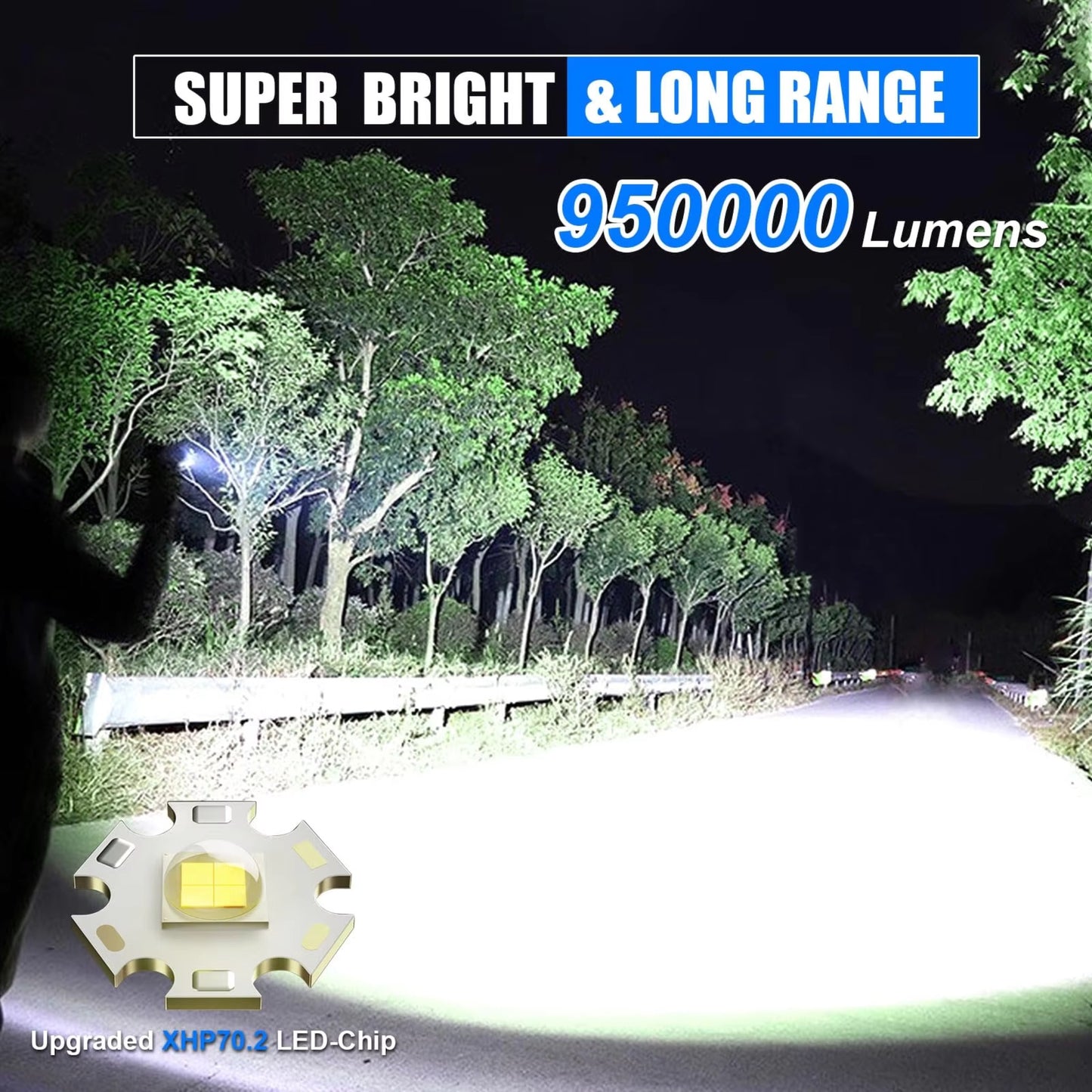F550 Super bright rechargeable LED flashlight – 950000 lumen